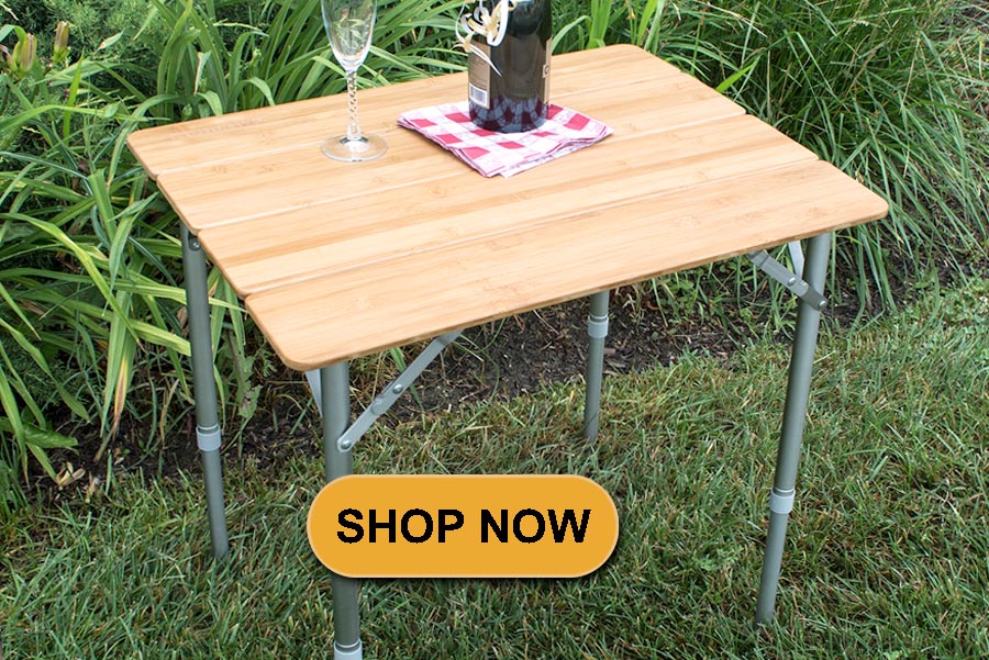 Adjustable Height Folding Bamboo Table