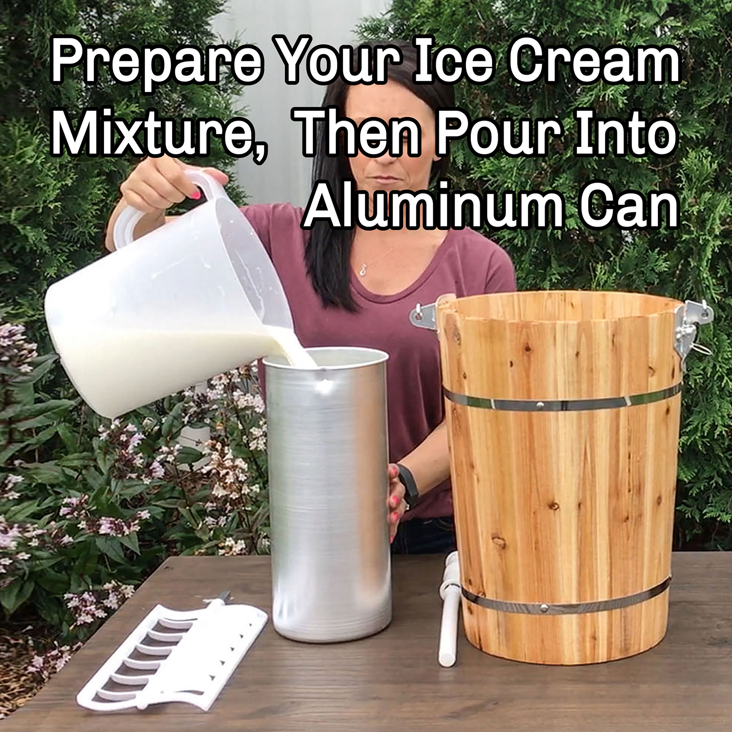 The ice cream maker with the hand crank.