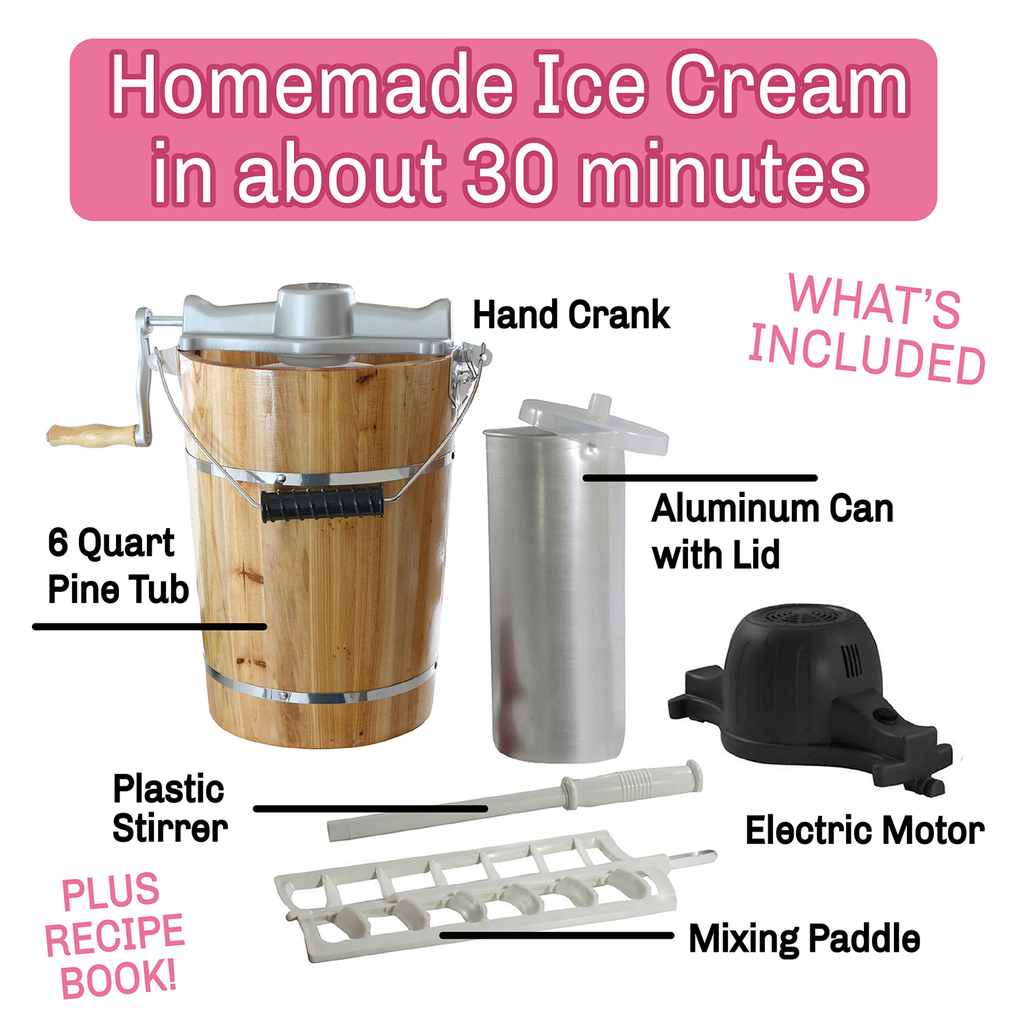 The ice cream maker with the hand crank.