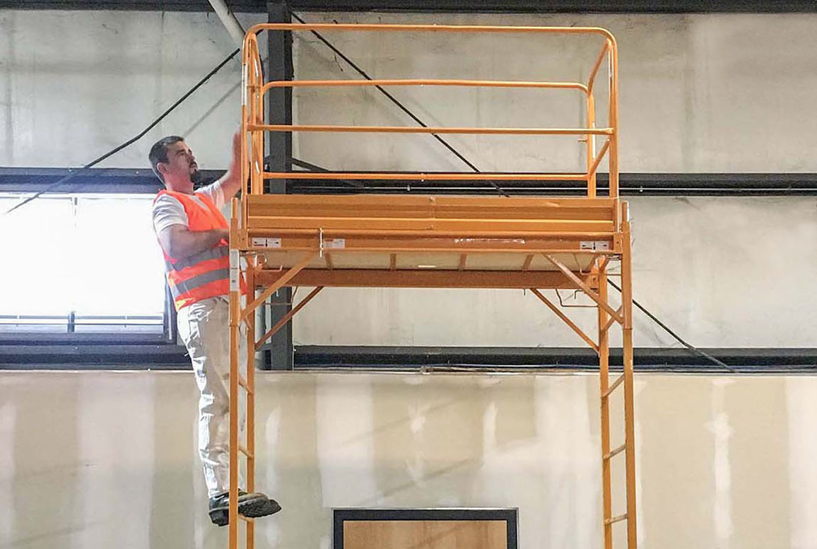 Baker scaffold for siding, lighting, painting
