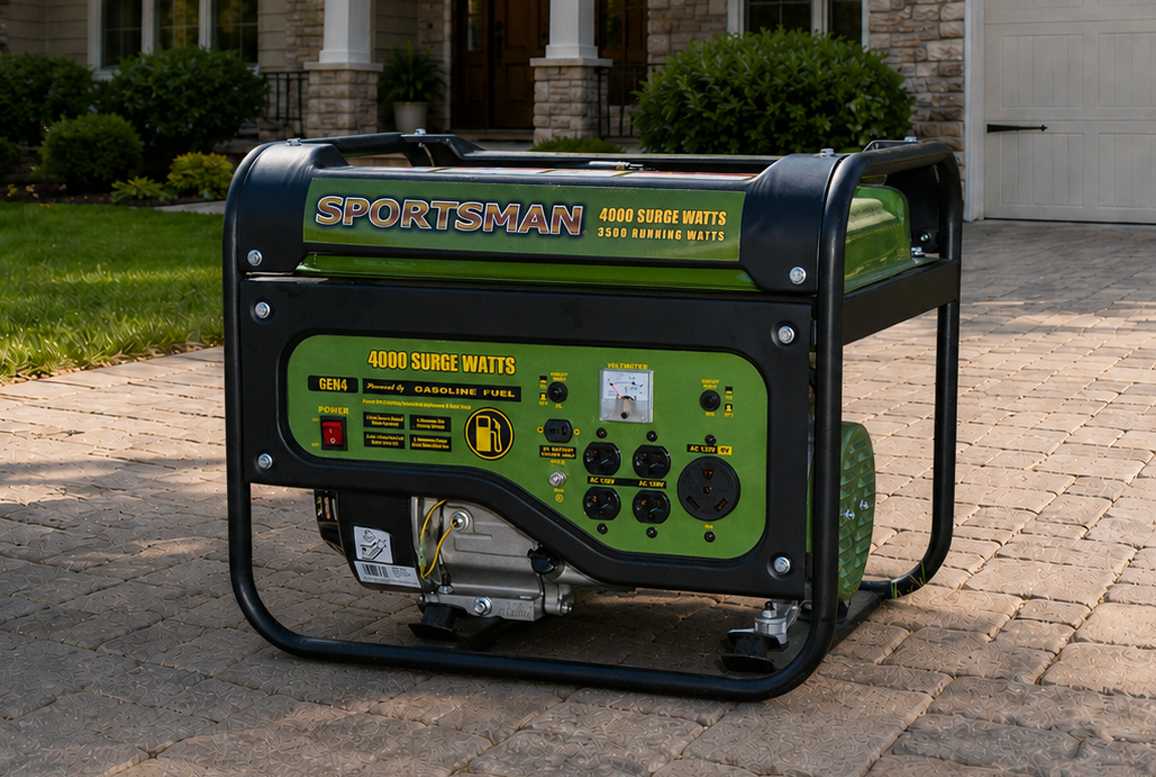 Gas fuel generator for use during power outage.